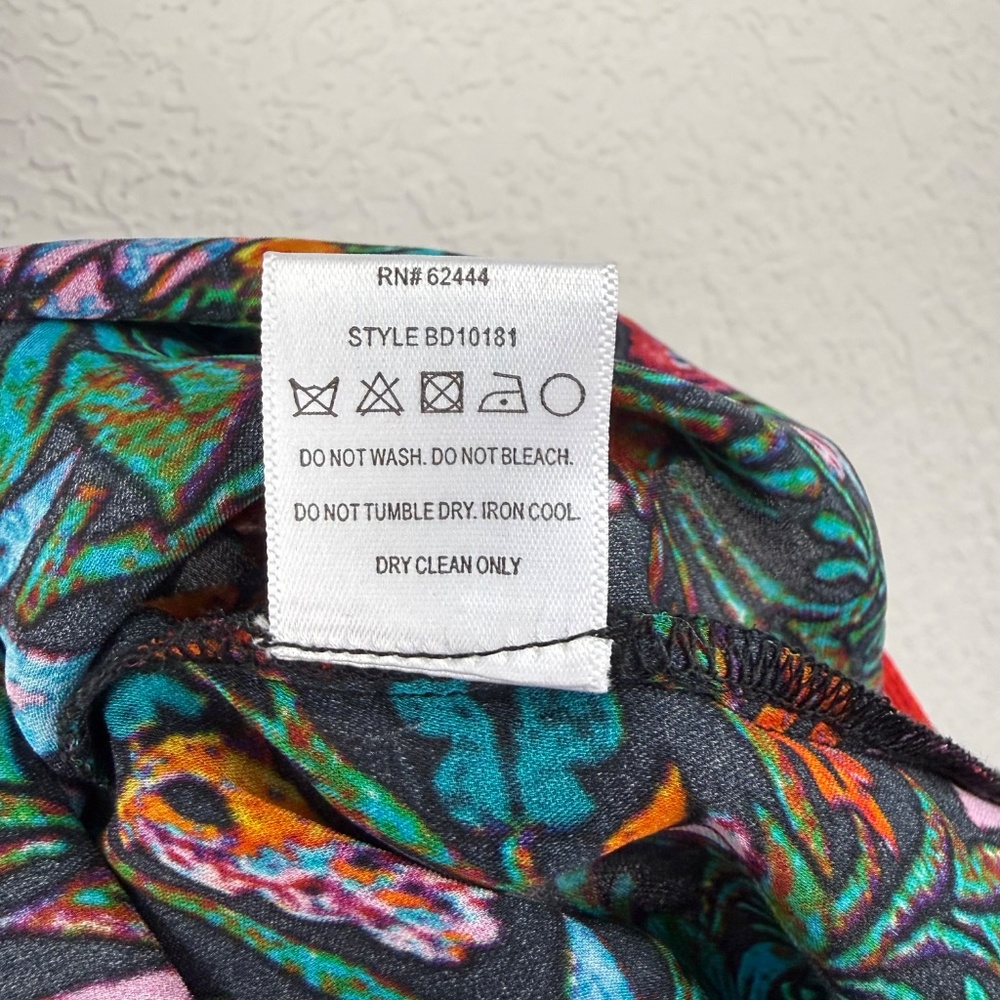 *Vintage Nicole Miller Artelier Womens Black Multicolor Floral Silk Halter Top - Picture 5 of 10